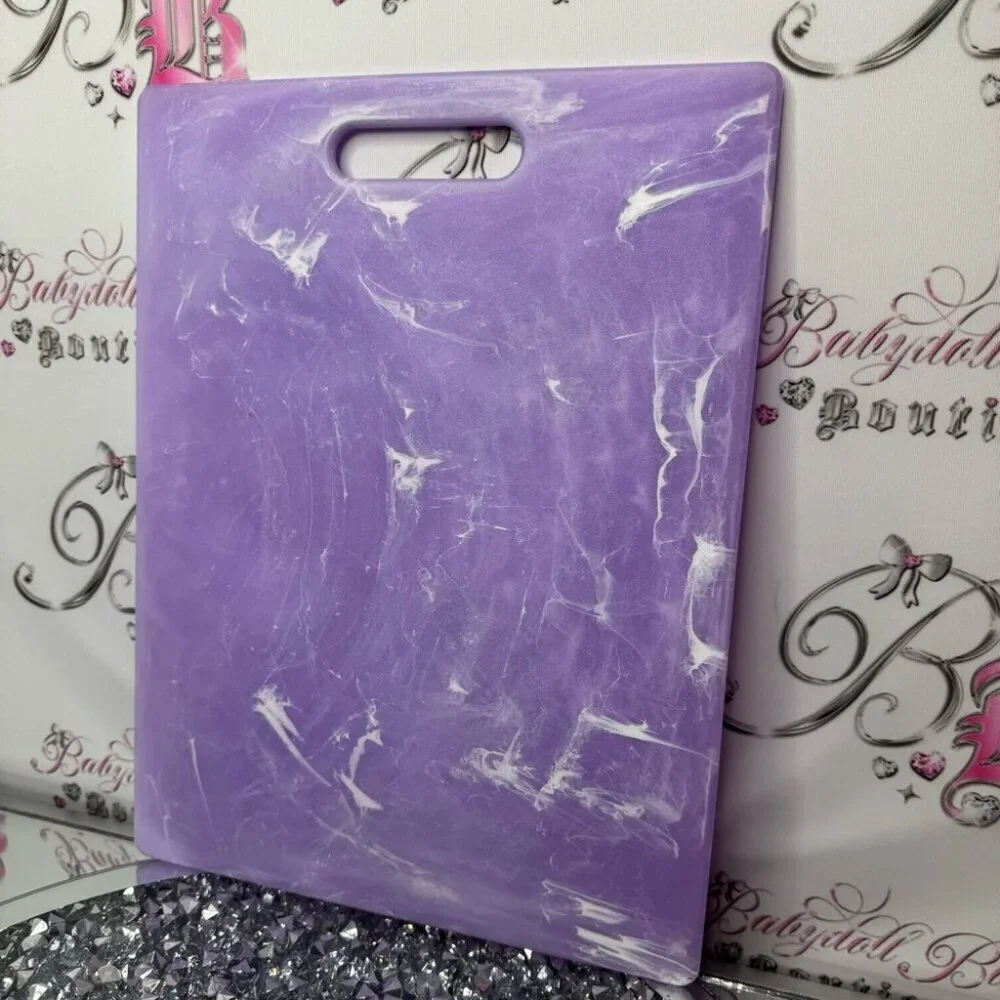 Marble swirl cutting board purple white plastic decor kitchen crystal geode look